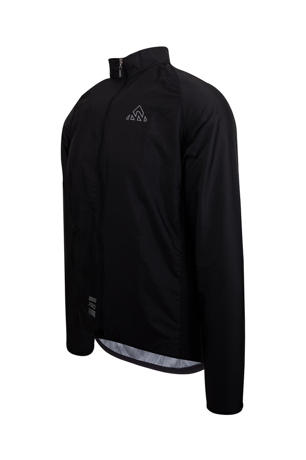  buy cycling vest / windbreaker  miami -  Close-up of the ONNOR logo on the Men's Black Stealth Cycling Windbreaker Long Sleeve, signifying superior quality and sleek style