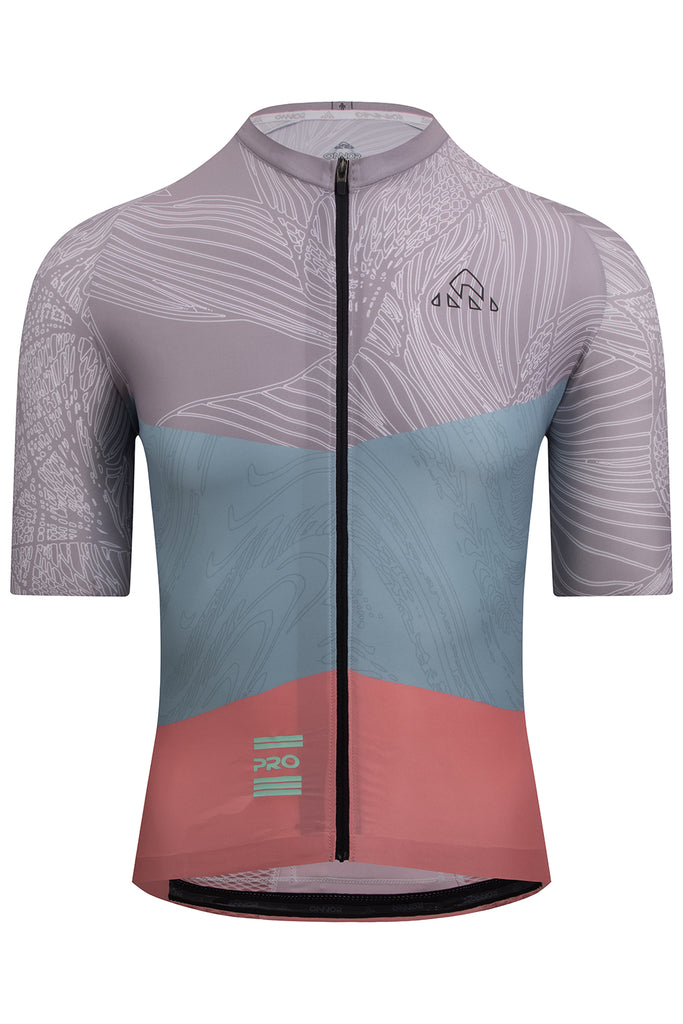 Men's Pro Cycling Jersey Short Sleeve - Light brown / Salmon - men's light brown / salmon jerseys short sleeve - Front view of the Men's Nut Pro Cycling Jersey Short Sleeve in light brown and salmon colors by ONNOR. This image presents the jersey's cutting-edge design and the brand's unwavering commitment to top-tier quality, aimed to maximize cycling performance and style.