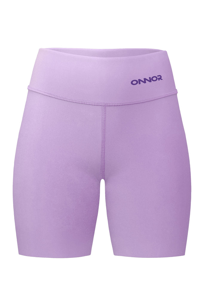 Women's Lilac PRO Seamless Running Shorts - women's rose/neon berry running shorts - Front view of rose-colored women's shorts with a top back pocket featuring a zipper. The shorts are displayed in a forward-facing position, highlighting their elegant rose color and sleek design.