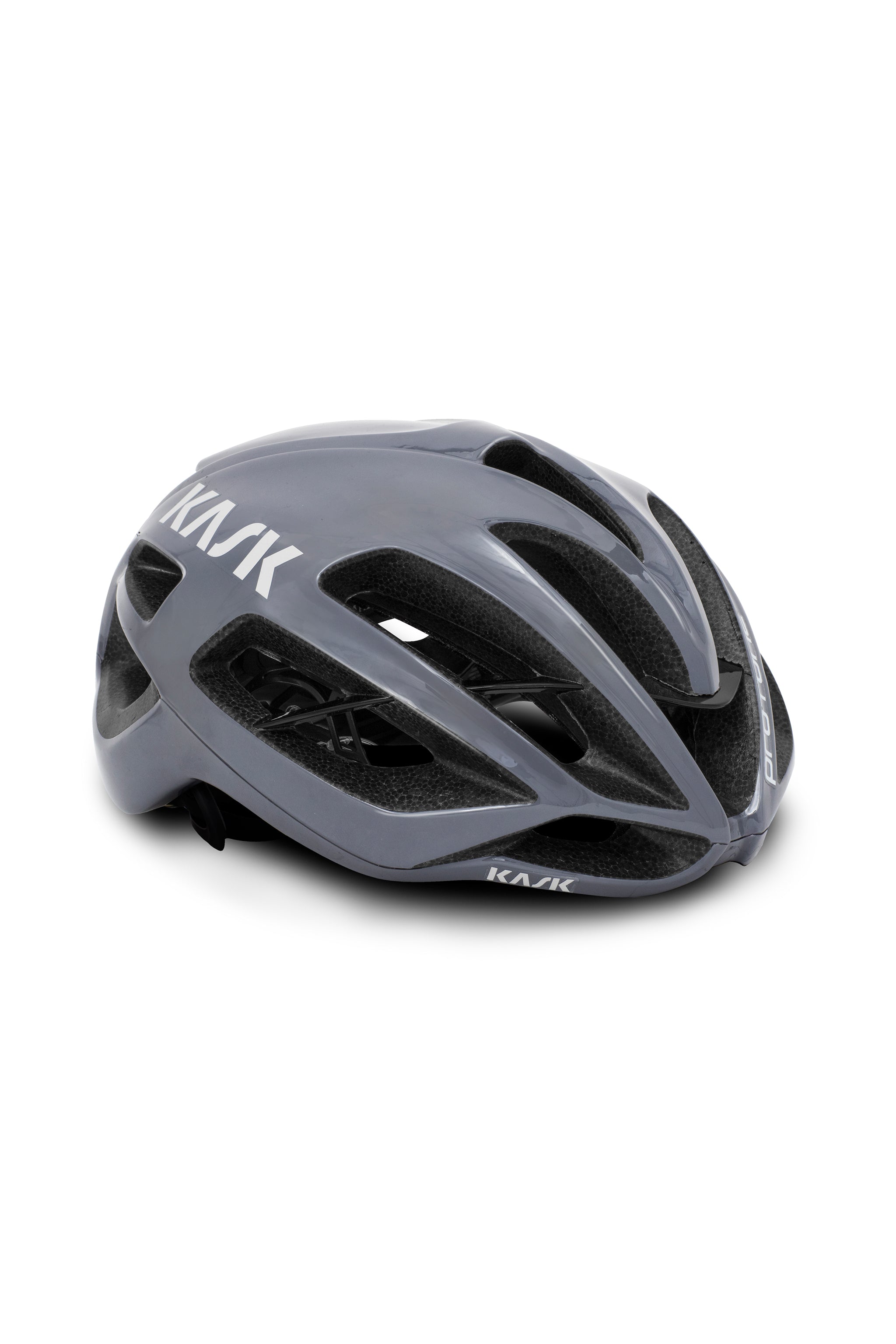 KASK Protone Cycling Helmet Grey CHE00037-313 Sleek Grey Kask Protone cycling helmet designed for performance and protection.
