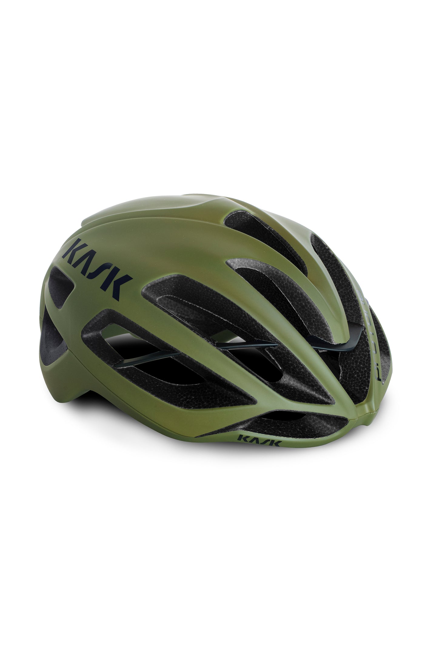 KASK Protone Cycling Helmet Olive Green CHE00037-390 Olive Green Kask Protone cycling helmet offering optimal airflow and comfort for riders.