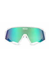 KOO Spectro Sunglasses - White/Green Mirror Lenses Koo Demos sunglasses with white-green lenses for trendy sun protection.