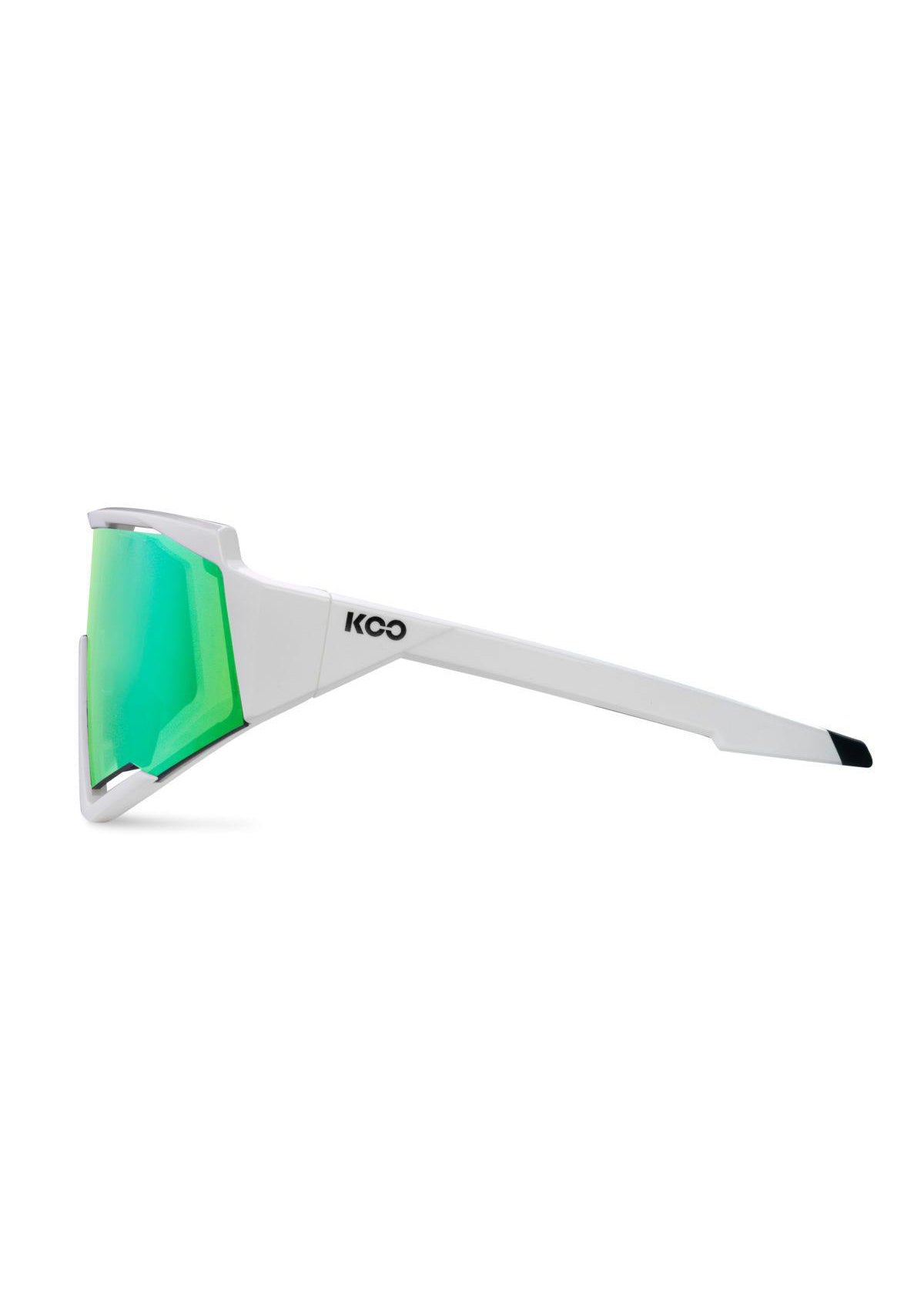 KOO Spectro Sunglasses - White/Green Mirror Lenses Koo Demos sunglasses with white-green lenses offering a fashionable and protective eyewear choice.
