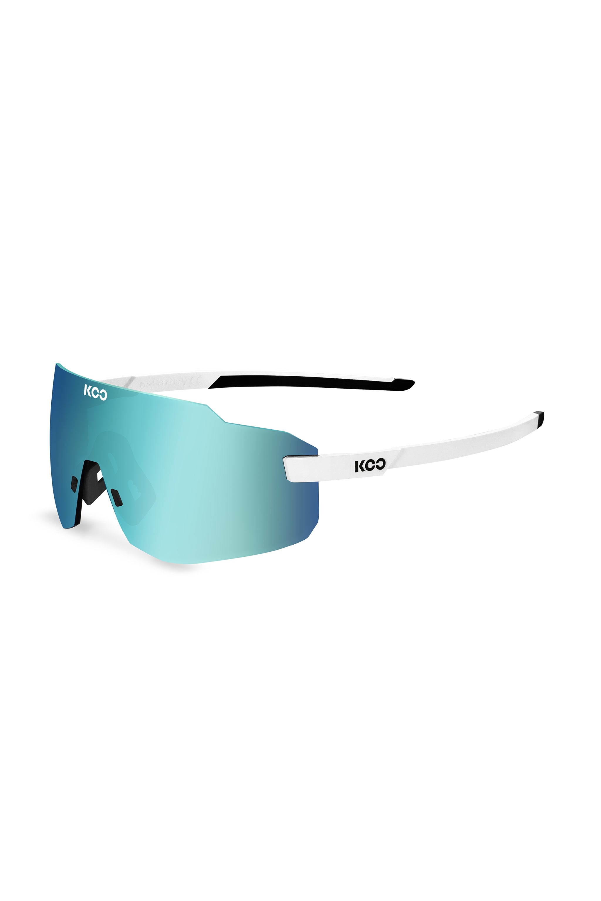 KOO Supernova Sunglasses - White/Turquoise Lenses OEY00007-699 White and Turquoise Koo Supernova sunglasses with turquoise lenses for stylish sun protection.