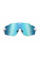 KOO Supernova Sunglasses - White/Turquoise Lenses Koo Supernova sunglasses with turquoise lenses, combining style and eye protection.