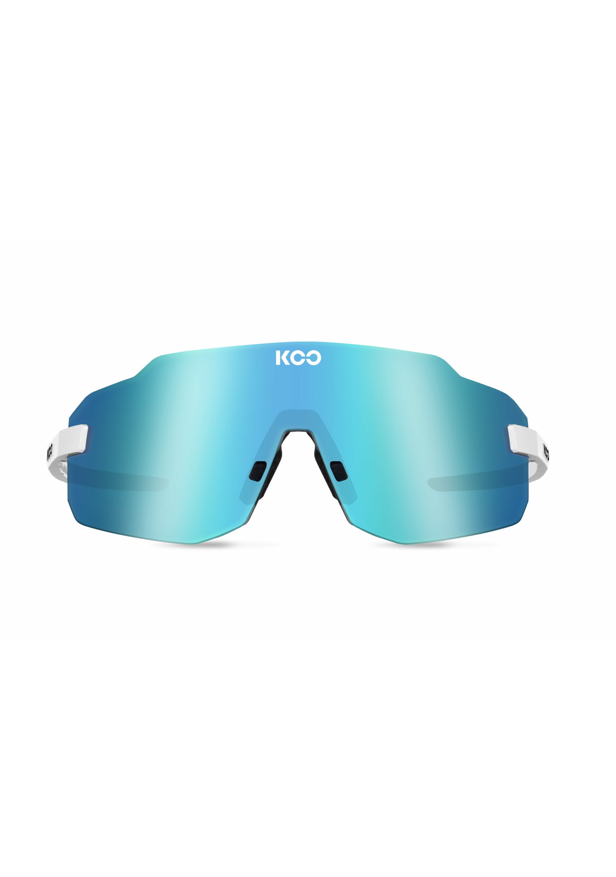 KOO Supernova Sunglasses - White/Turquoise Lenses Koo Supernova sunglasses with turquoise lenses, combining style and eye protection.