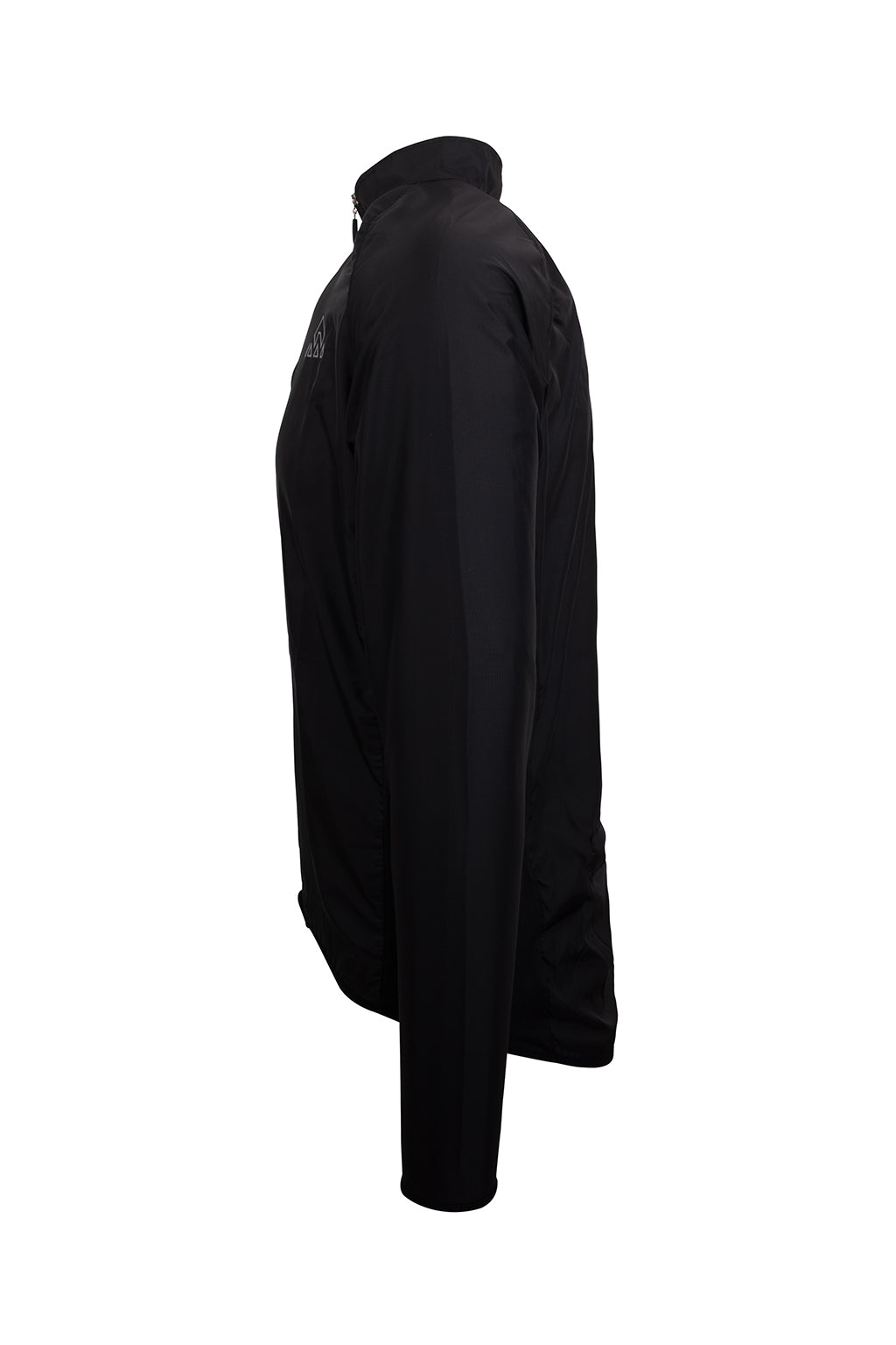 Detailed close-up of the sturdy fabric and meticulous stitching on the ONNOR Men's Black Stealth Cycling Windbreaker Long Sleeve