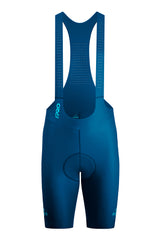 Men's Seamless Cycling Bib Shorts in Peacock Blue - Front View, Bold Color, Advanced Fabric