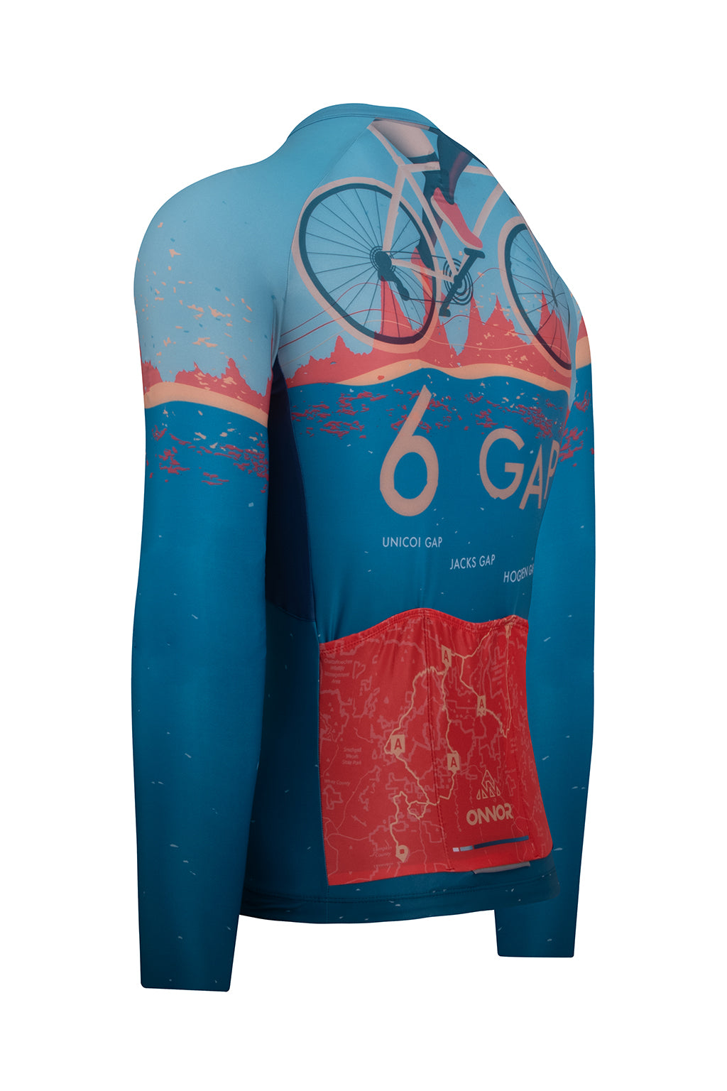 ONNOR's Men's SGC Elite Jersey Long Sleeve 2023, focus on the fabric texture, designed for Six Gap of Georgia