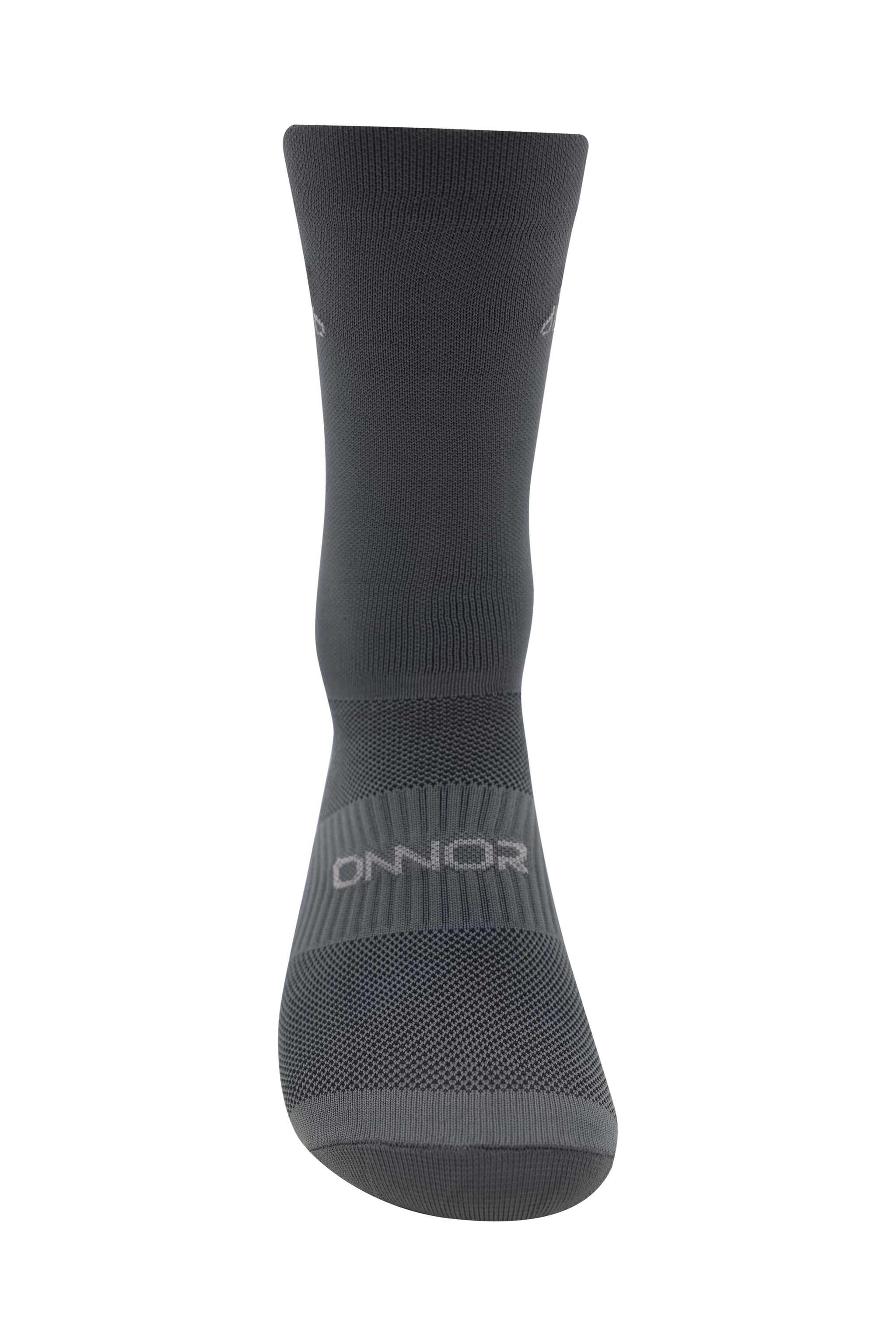 Unisex dark gray sports socks for cycling, running, and fitness activities
