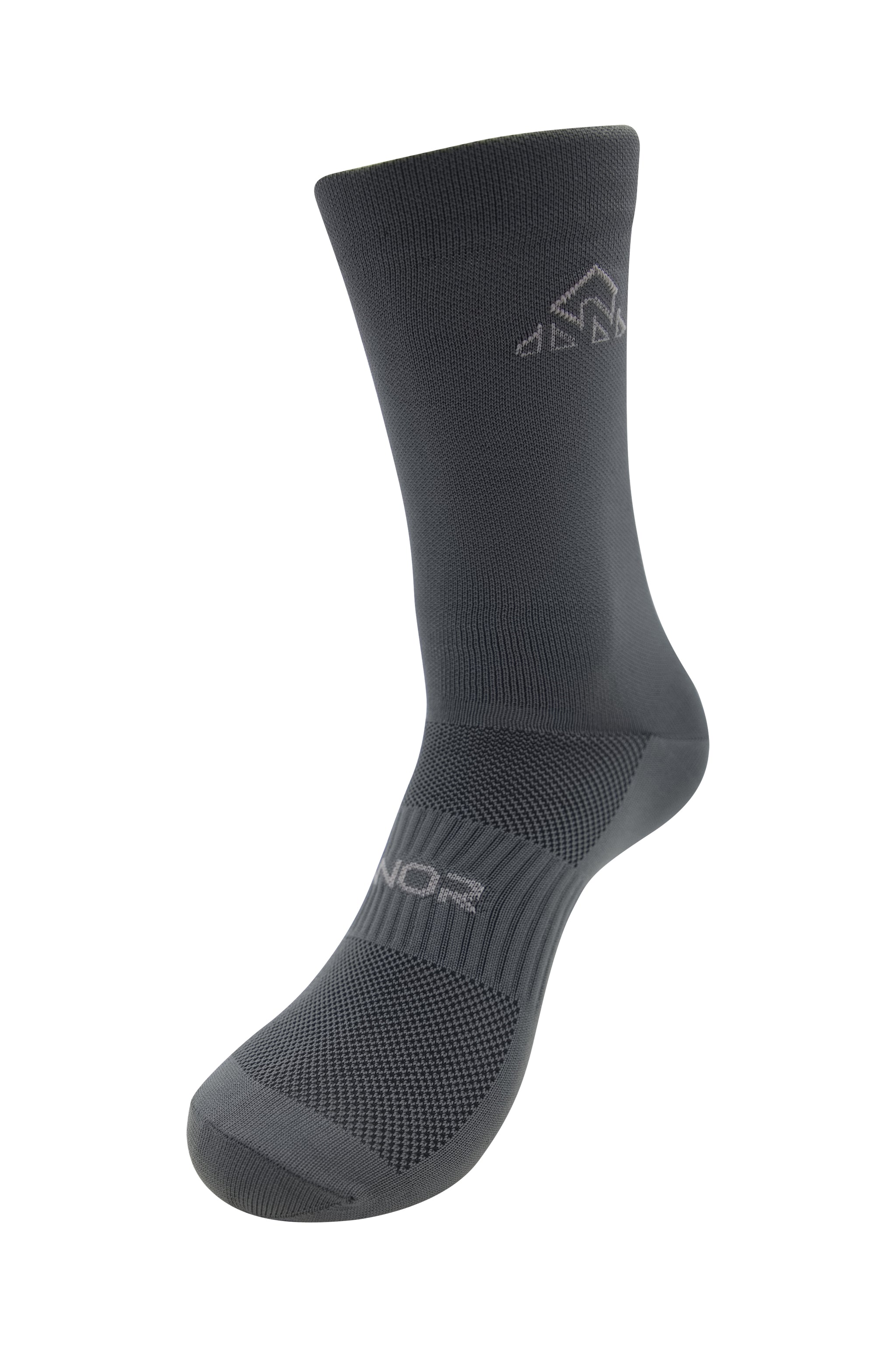 Unisex dark gray sports socks for cycling, running, and fitness activities

