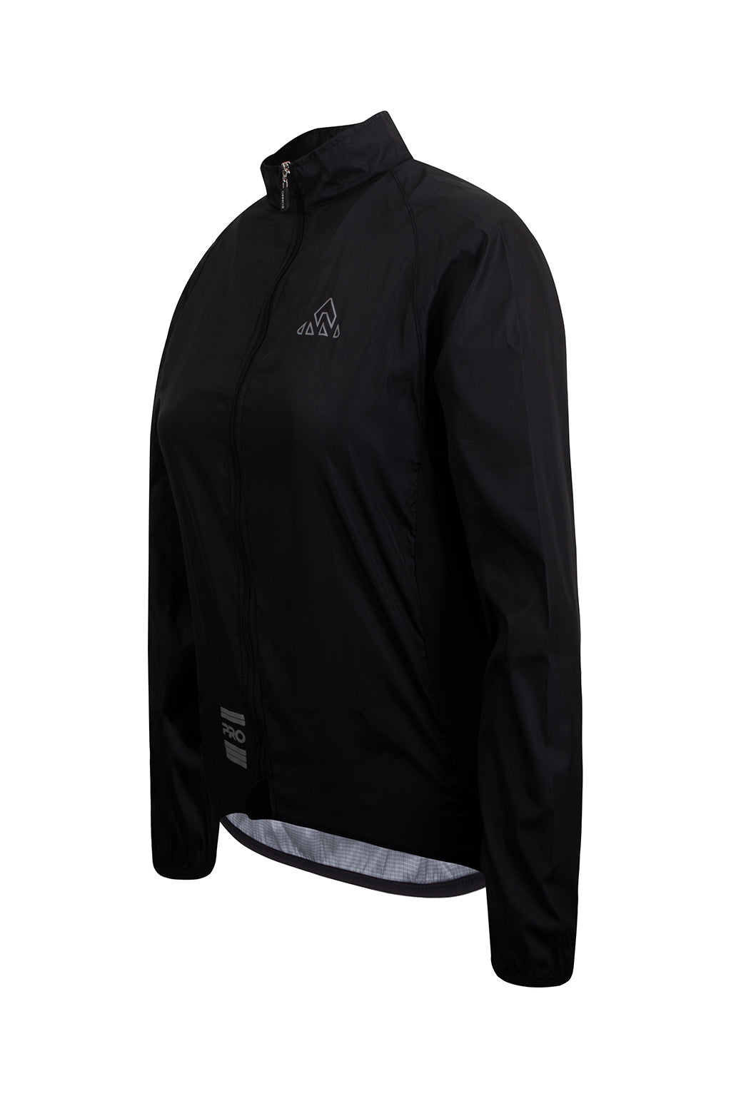 Close-up of the durable fabric and precision stitching on the ONNOR Women's Black Stealth Cycling Windbreaker Long Sleeve