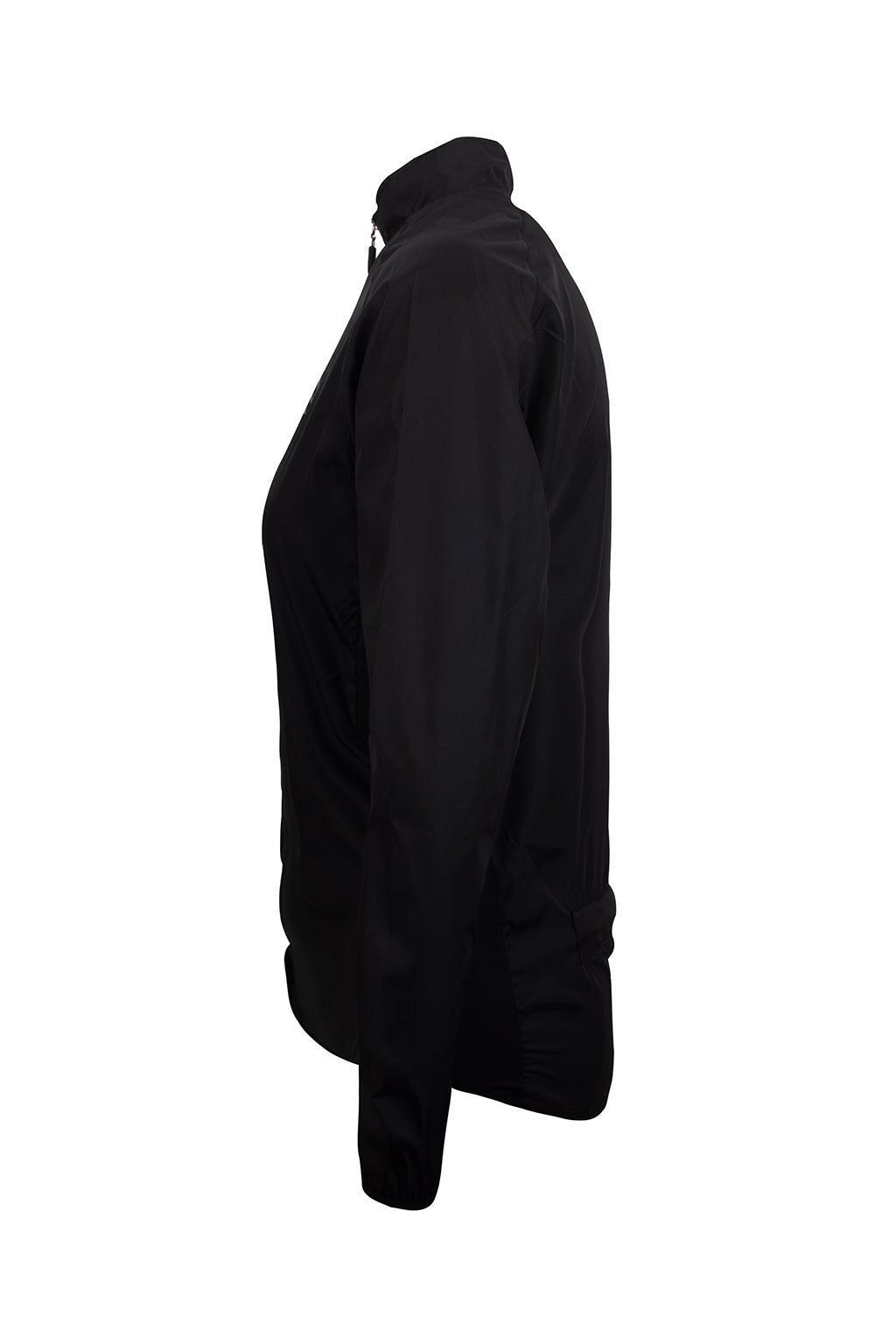 Detail shot of the ONNOR logo on the Women's Black Stealth Cycling Windbreaker Long Sleeve, embodying premium quality and style.