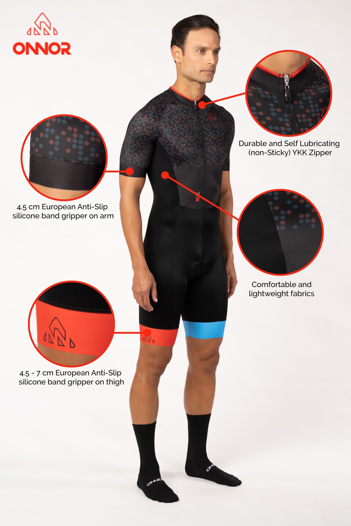 triathlon shop - men's black triathlon suit short sleeve with pockets for long rides