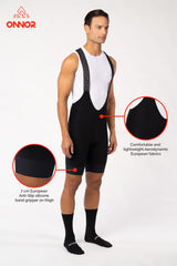 cycling clothing - mens black cycle bibs padded for professional cyclists for long rides