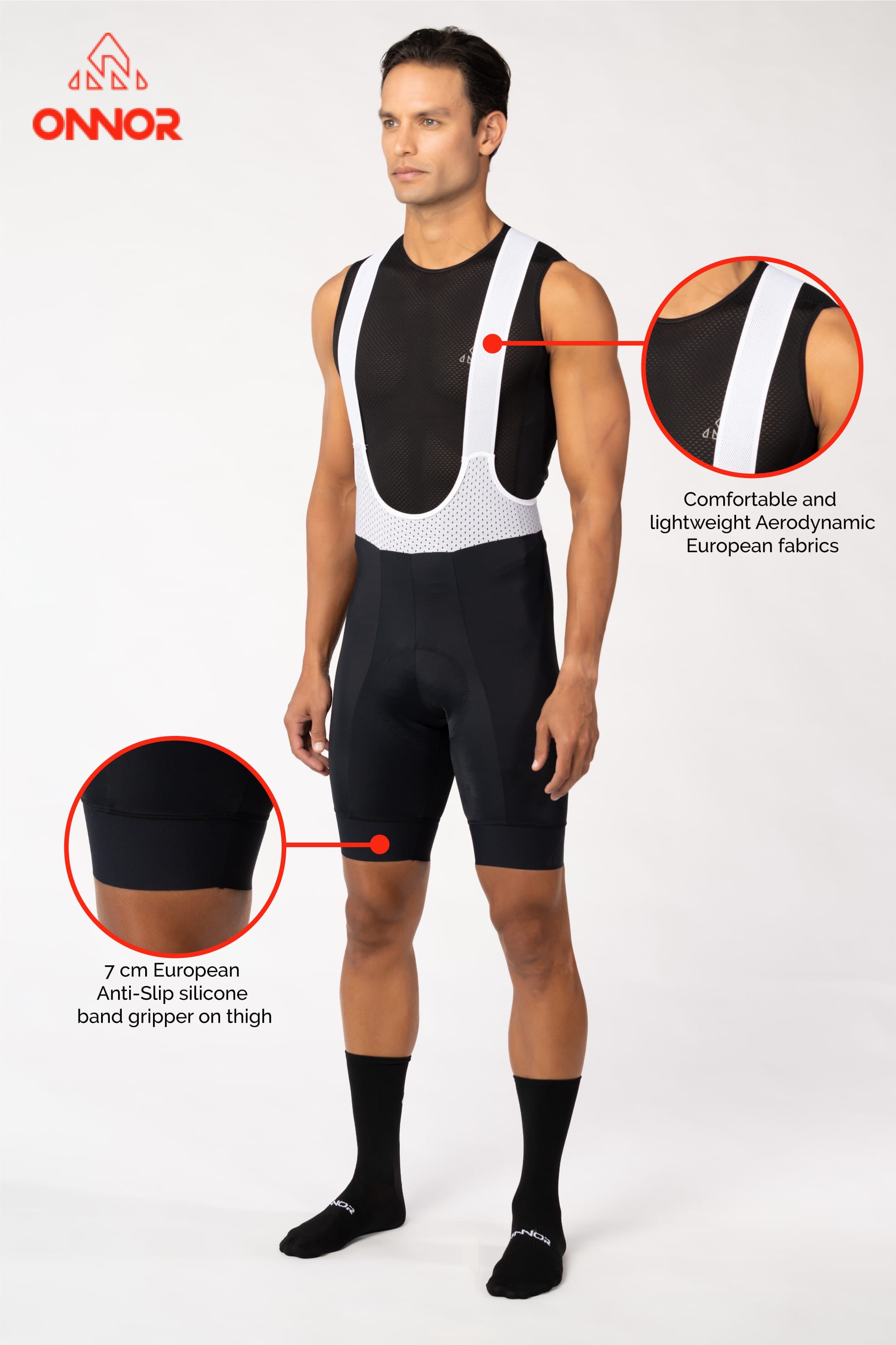 bicycle clothing - men's black cycling bibs lightweigh for professional rider with mesh straps