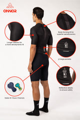 bike casual wear - men's black cycling suit short sleeve comfortable for professional cyclists for long rides
