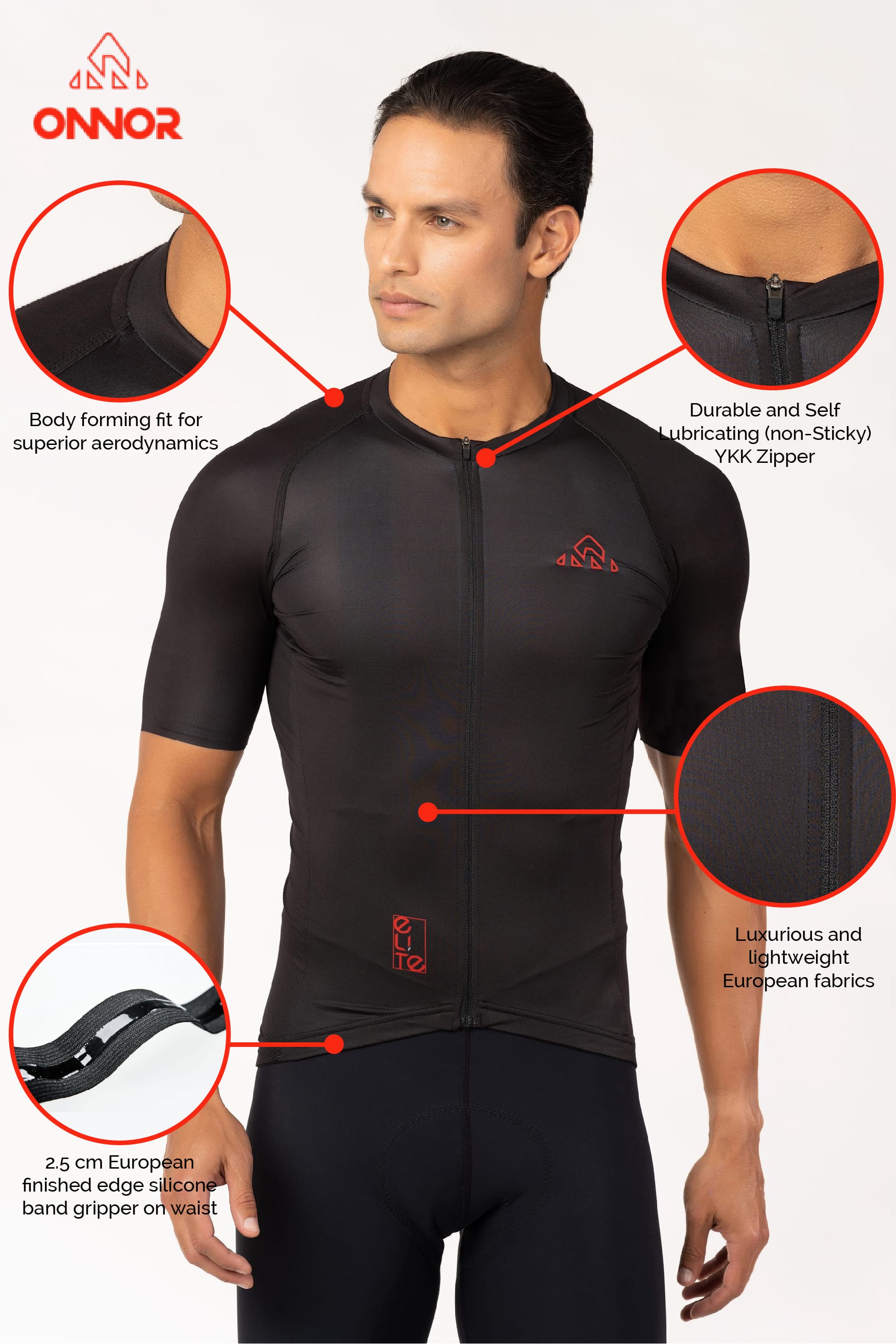 Men's Elite Cycling Jersey Short Sleeve - Black