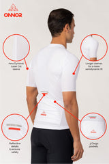 A men's cycle jersey with short sleeves. This cycling jersey is designed specifically for male cyclists, offering a comfortable fit and excellent moisture-wicking capabilities for a great biking experience.