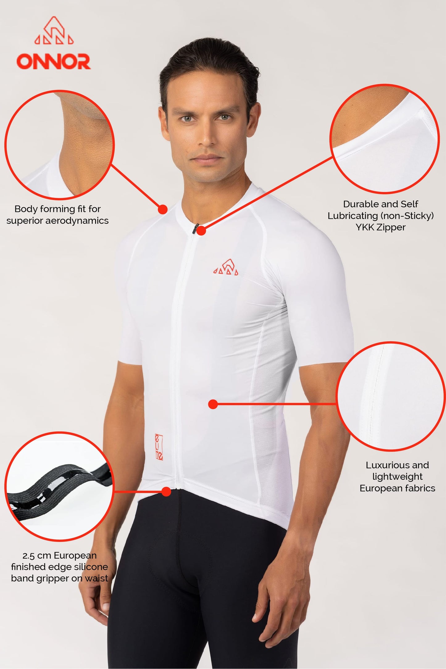 A male rider's cycling jersey with short sleeves. This high-quality men's cycling shirt is designed to optimize performance and ensure maximum comfort during long rides.