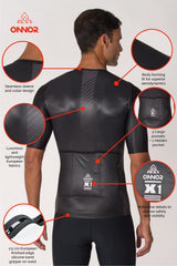 A guy's biking shirt with short sleeves, perfect for male cyclists. This men's cycle jersey combines style and functionality, ensuring a great biking experience.