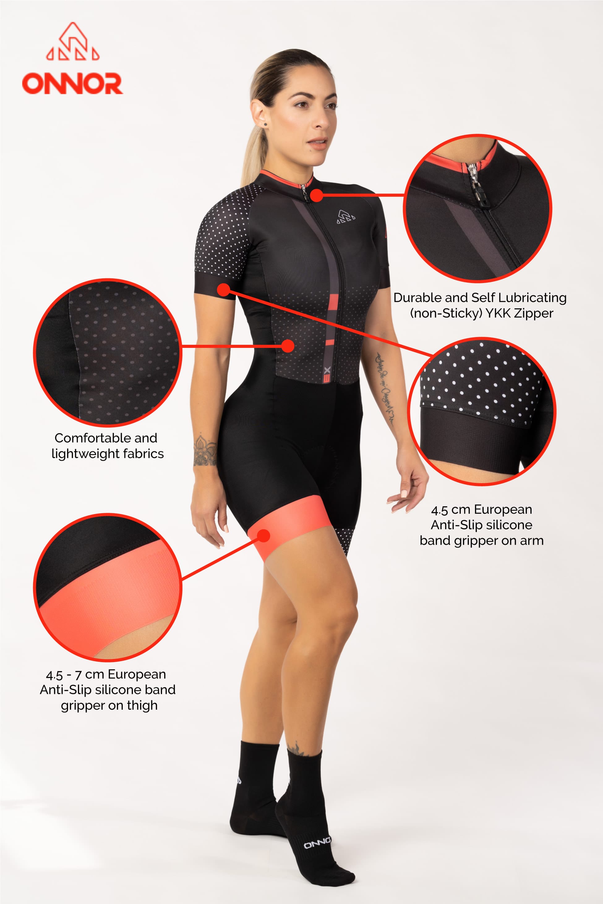 bike riding wear - women's black cycling skin suit with chamois for professional rider for long rides