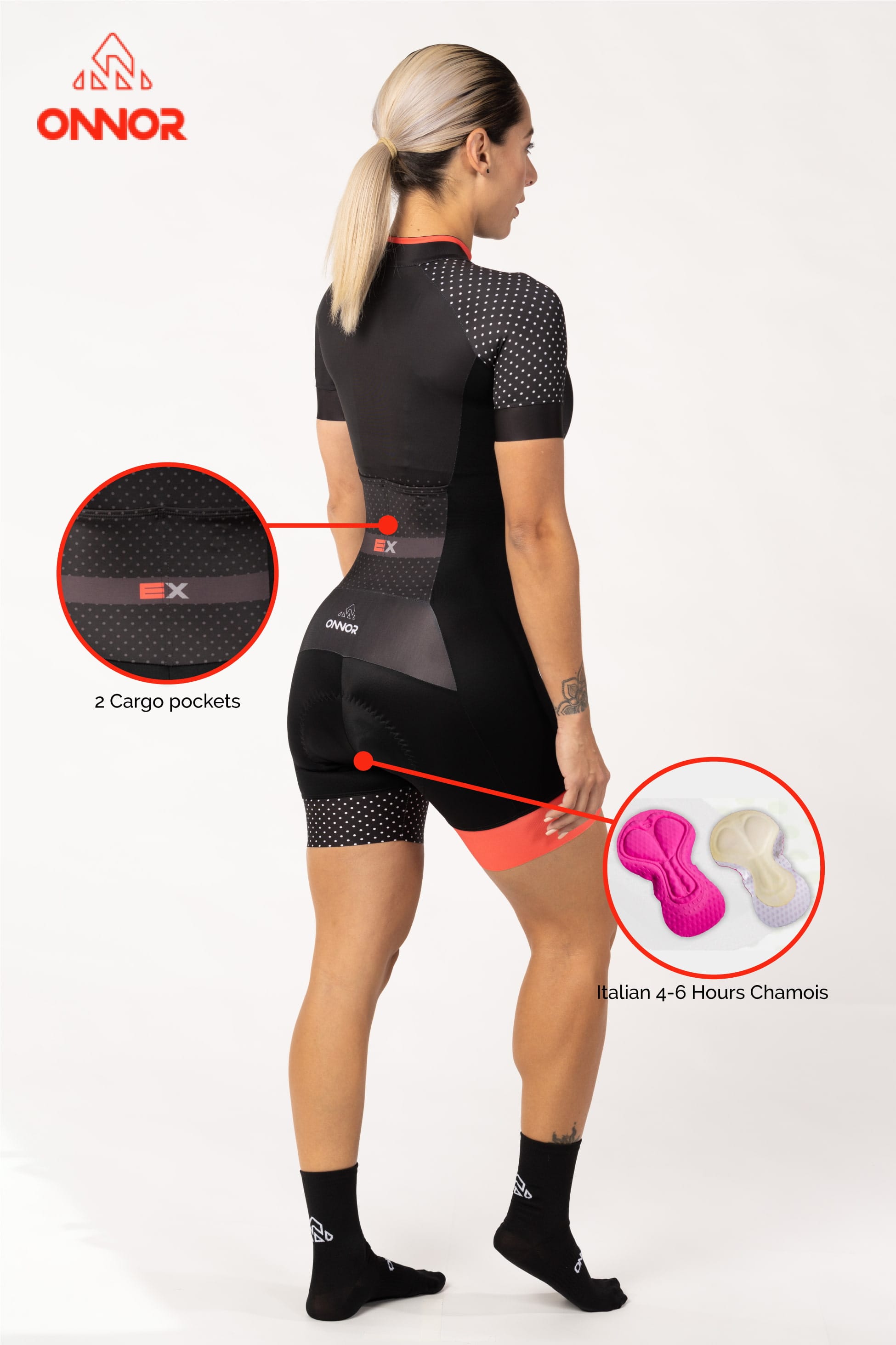 cycle clothing - women's black cycling aerosuit short sleeve lightweigh for amateur rider for long distances