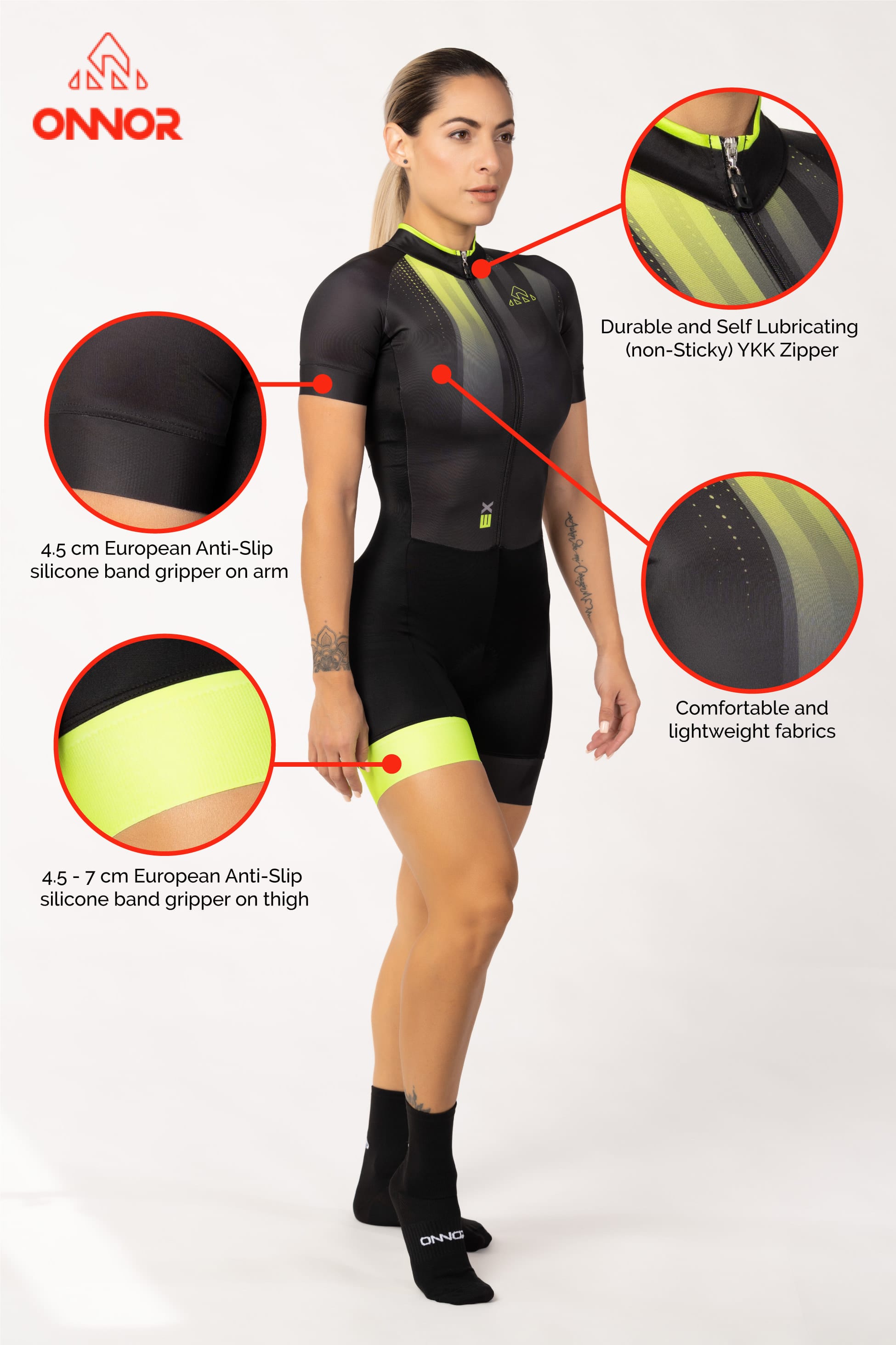 triathlon gear - womens black trisuit short sleeve with chamois for long rides