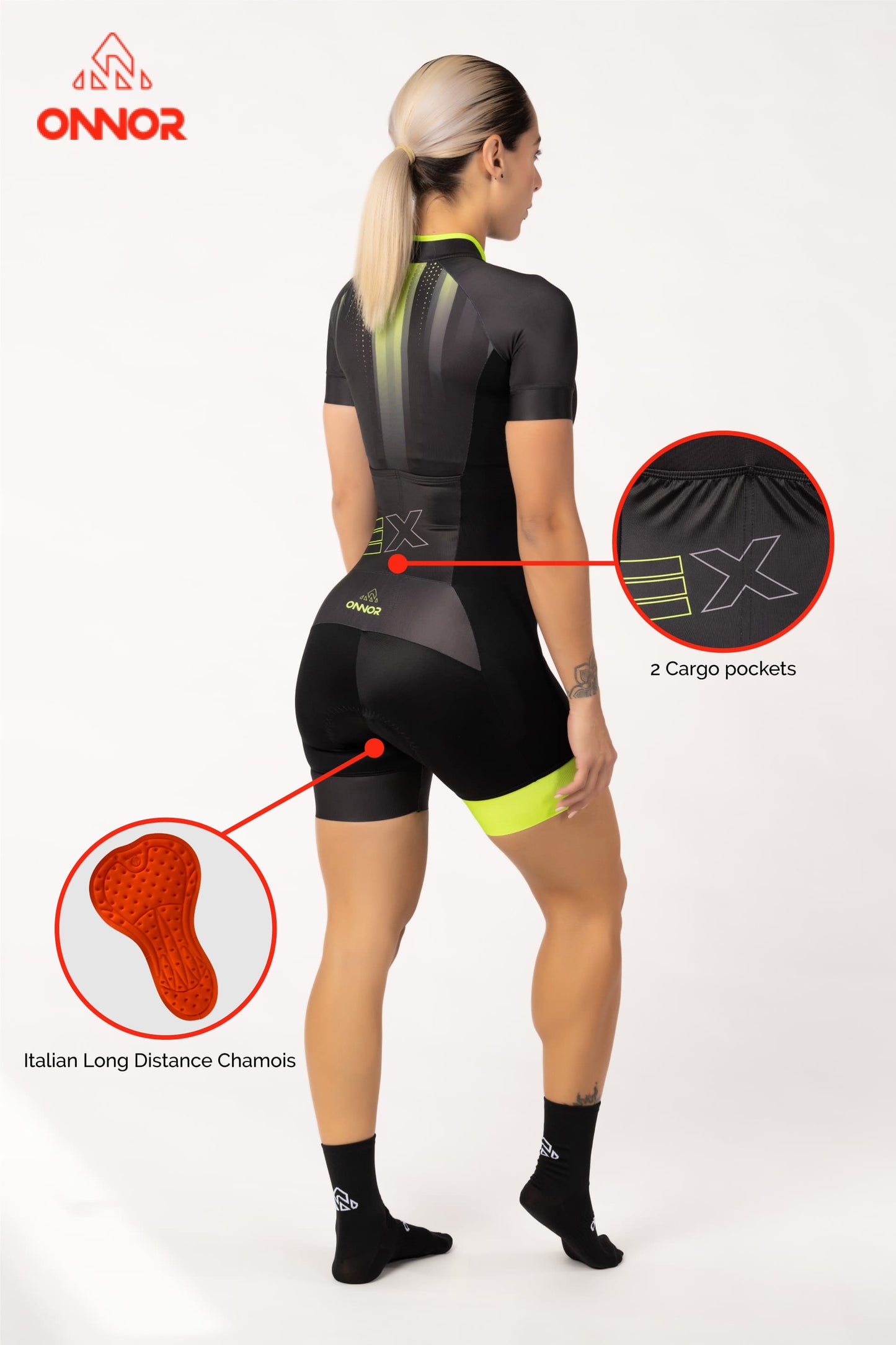 triathlon gear - womens black trisuit short sleeve comfortable for long rides