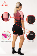 cycling clothing - women's pink cycling aero suit comfortable for professional rider for long distances