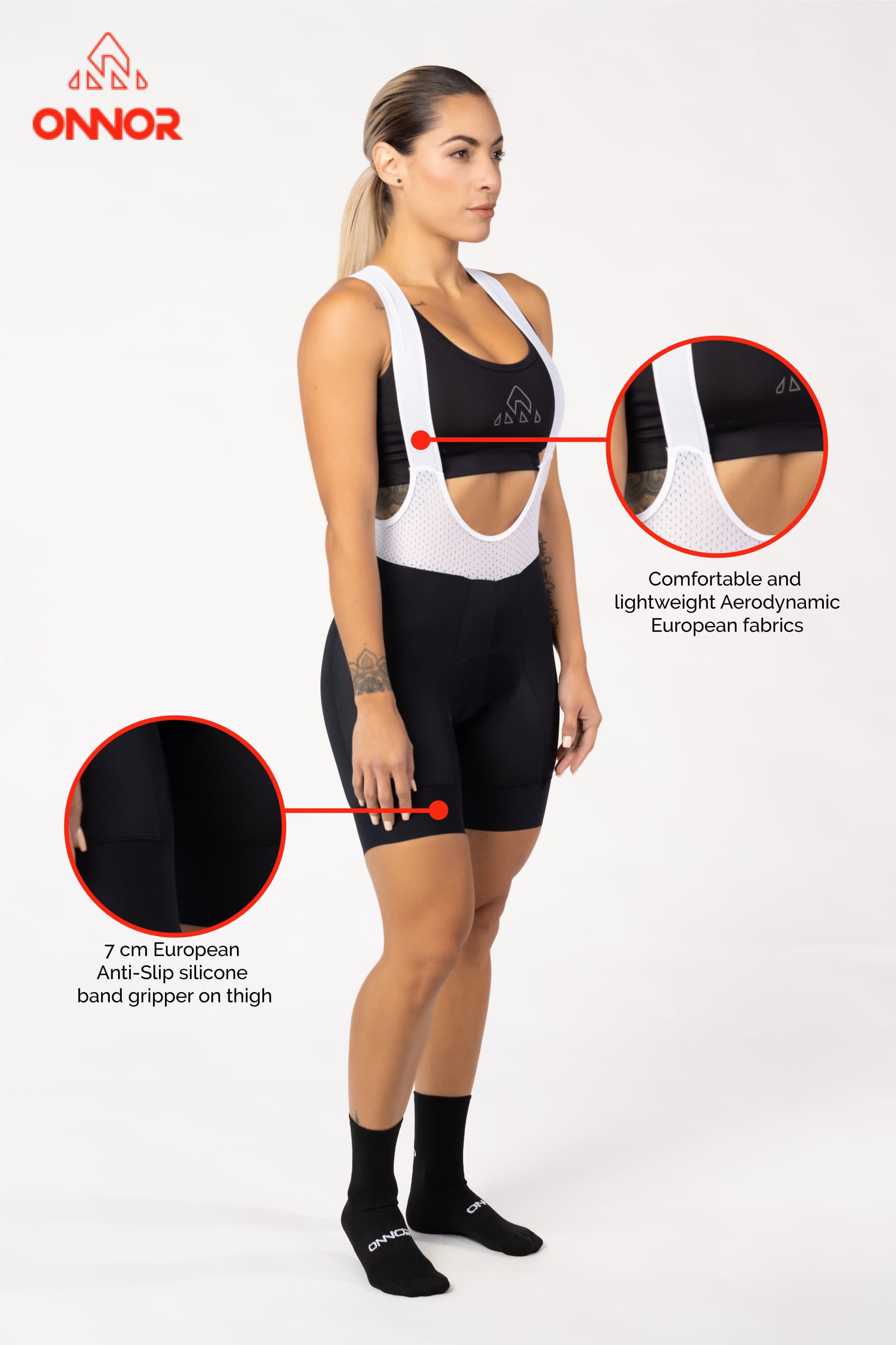 cycle clothing - women's black cycling bib shorts padded for professional biker for long distances