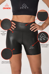 Women's Fitness Black Faux Pro Short, women's athletic shorts, fitness women's sport shorts miami beach, professional Fitness Short, professional Fitness Short