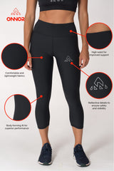 Women black fitness capri, best capri, Miami Florida, professional running capri