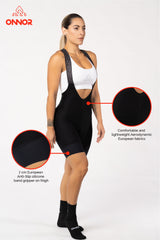 bike clothing - womens black cycle bibs comfortable for professional biker with mesh straps
