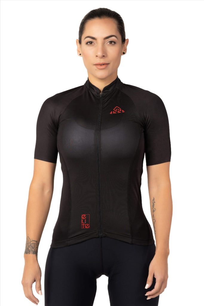 Women's Elite Cycling Jersey Short Sleeve - Black - women's black jerseys short sleeve - Women's black Cycling Jersey Short Sleeve
