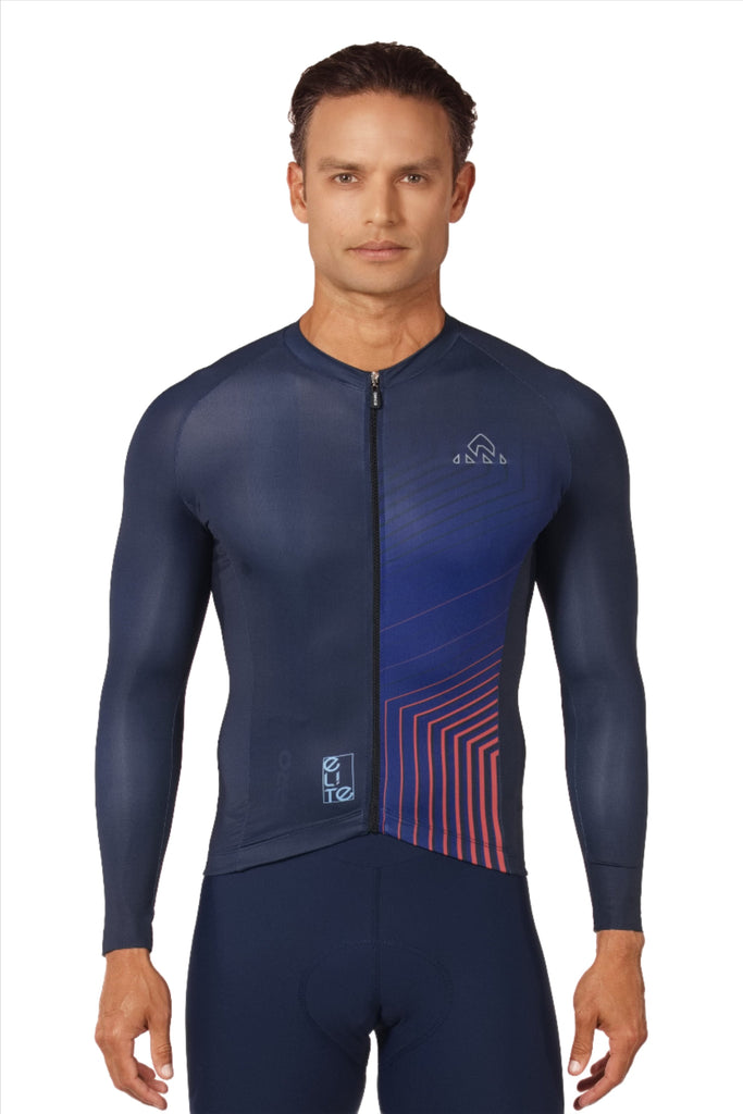 Men's Elite Jersey Long Sleeve - Blue - men's blue jerseys long sleeve - cycling clothing, men's professional cycling jersey