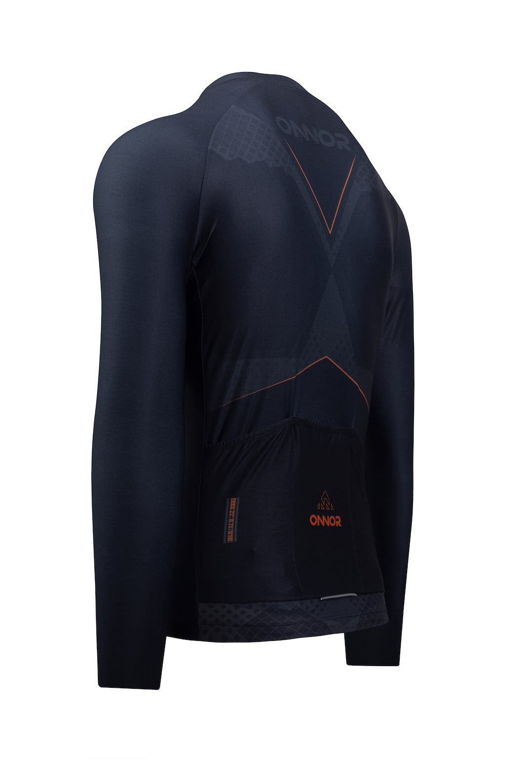 Displayed in the image is a men's cycling jersey for cooler weather. The long-sleeve design provides added warmth and protection, making it ideal for colder rides. The jersey is made of high-quality materials, ensuring durability and comfort. It features a sleek and stylish design, with reflective elements for increased visibility during low-light conditions.
