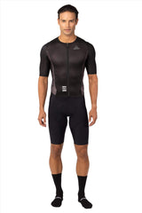 biking clothes - men's black cycling aerosuit short sleeve padded for amateur biker for long distances