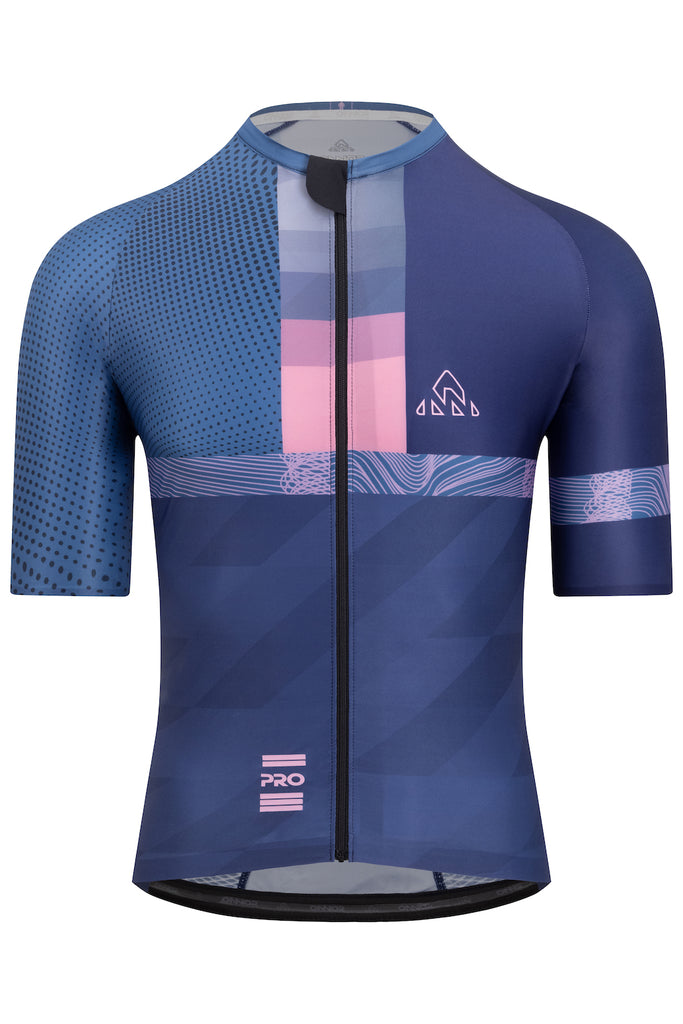 Men's Pro Cycling Jersey Short Sleeve - Blue / Pink - men's blue / pink jerseys short sleeve - Men's Pro Cycling Jersey Short Sleeve - Blue / Pink