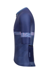 Short sleeve cycling gear for men. The gear includes a jersey, gloves, and arm warmers, all made from high-performance materials for endurance rides.