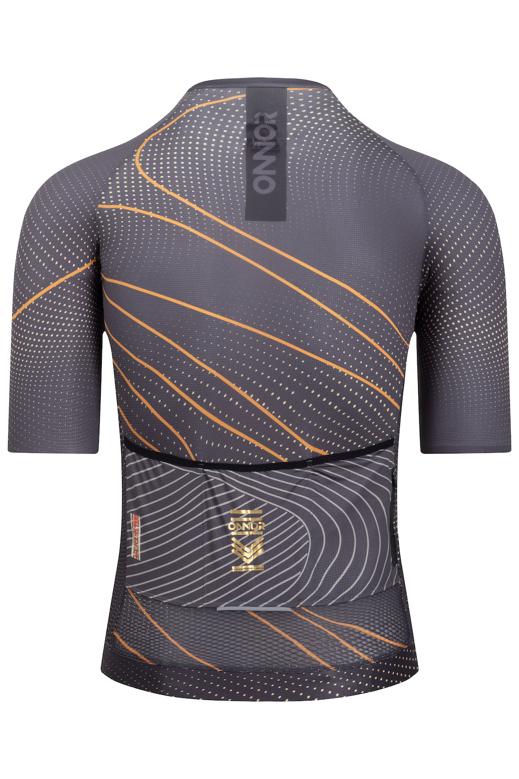 A photo of a masculine cycle shirt with short sleeves, designed for male cyclists. This men's cycle jersey offers excellent breathability and comfort during rides.