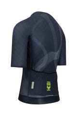 A men's cycle jersey with short sleeves, perfect for male cyclists. This men's biking top offers a comfortable fit and enhances the rider's biking experience.