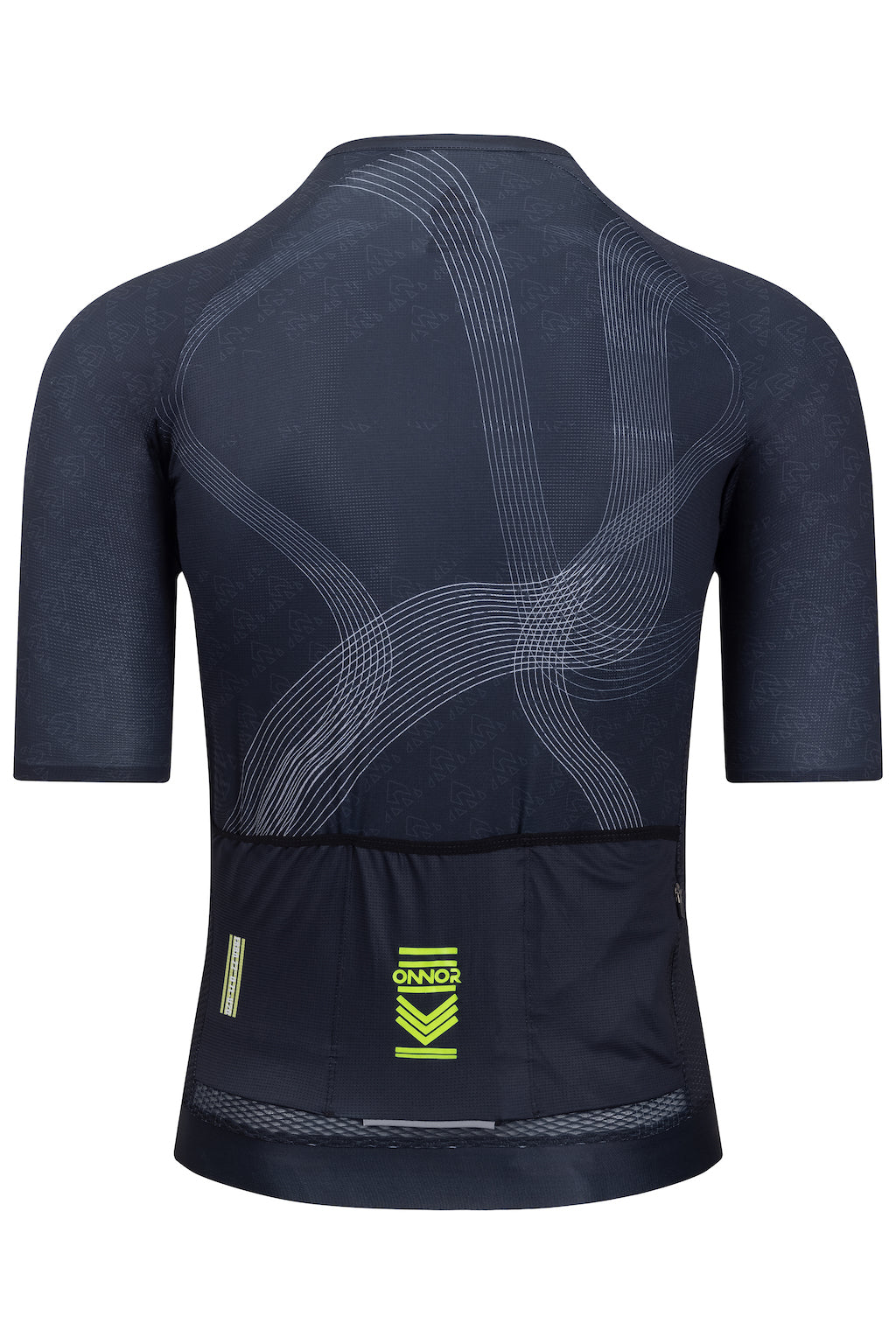 A man wearing a top-notch cycling shirt with short sleeves. This men's bicycle jersey is designed for optimal performance and comfort during long rides.