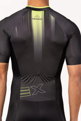 clothing for triathlon - men's black triathlon suit short sleeve padded for long rides
