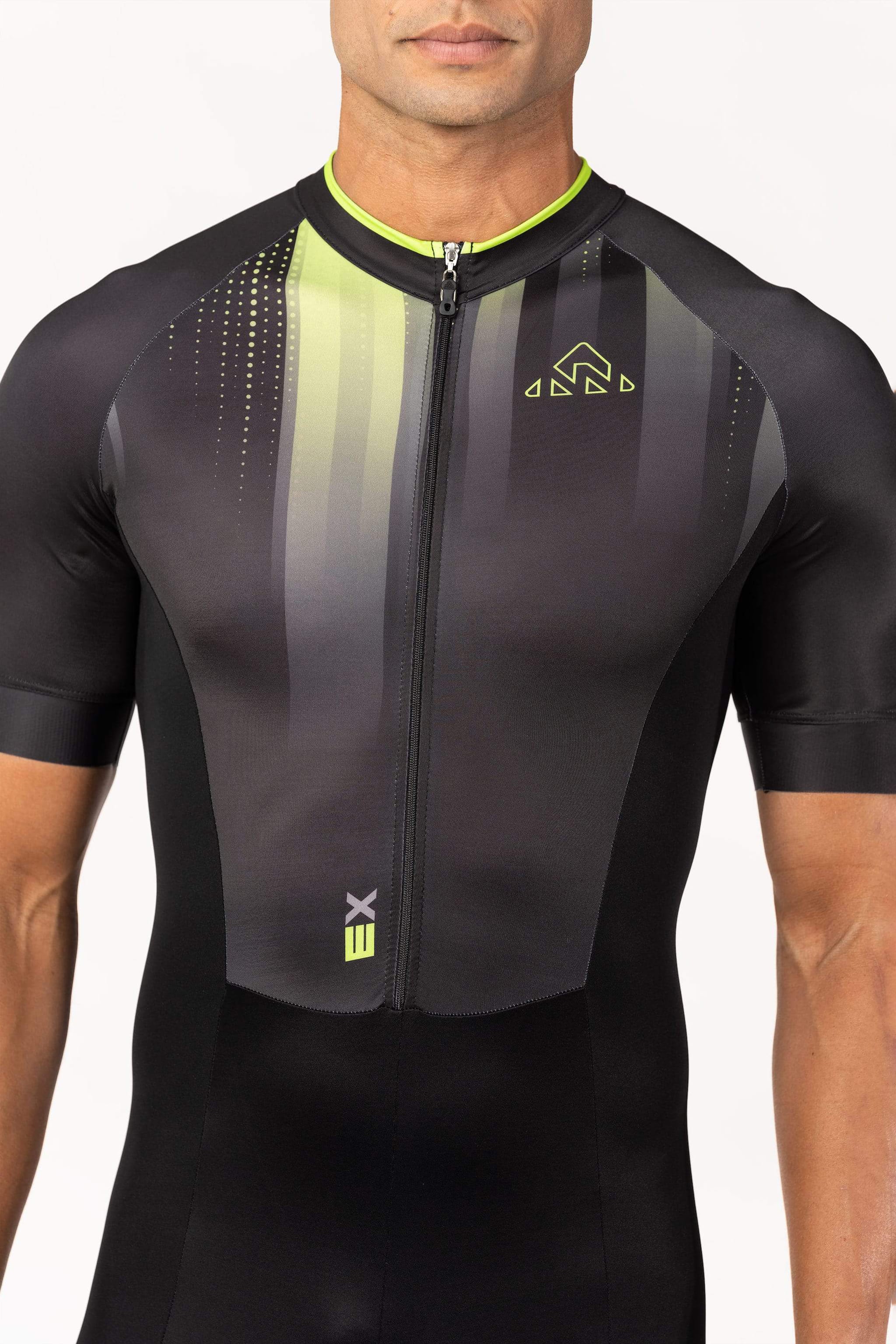 triathlon store - men's black tri suit short sleeve lightweigh for long rides