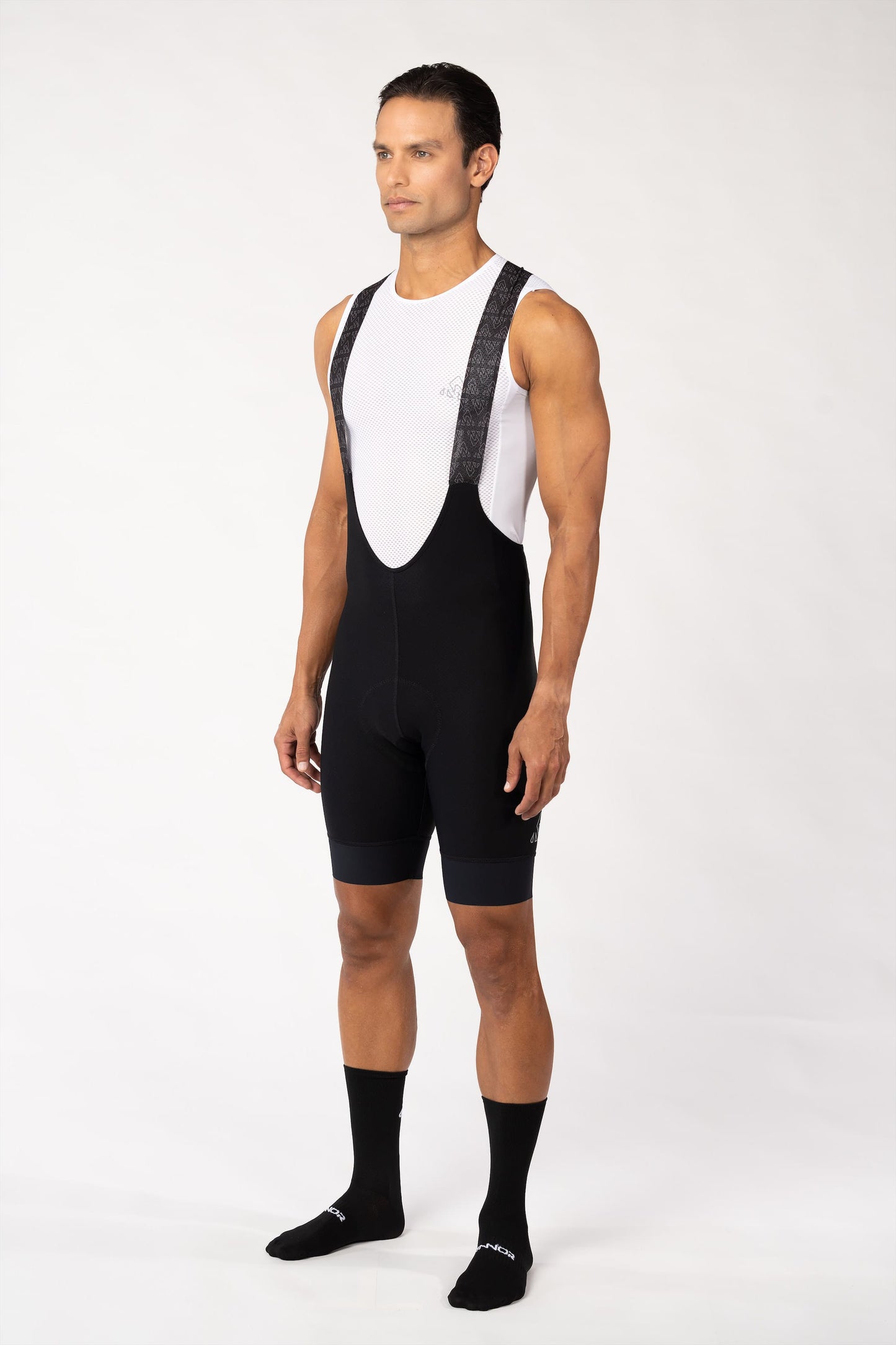 road bike clothing - mens black cycling bib shorts lightweigh for amateur rider with mesh straps