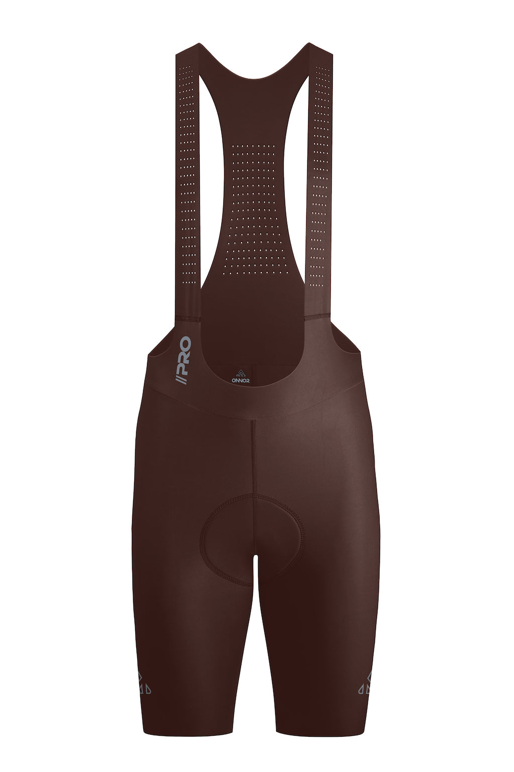 Men's Seamless Cycling Bib Shorts in Brown - Front View, Trail Ready, High Elasticity