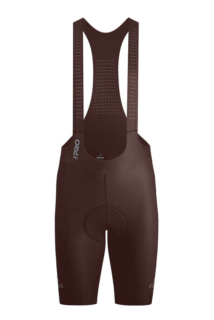 Brown Men's Seamless Cycling Bib Shorts - men's brown bib shorts - Men's Seamless Cycling Bib Shorts in Brown - Front View, Trail Ready, High Elasticity