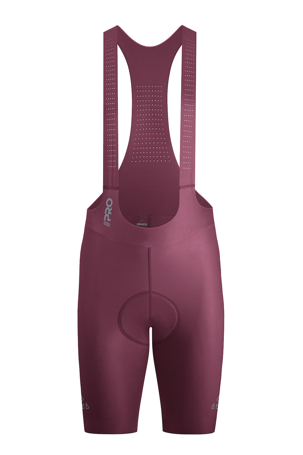 Men's Seamless Cycling Bib Shorts in Burgundy - Front View, Premium Quality, Long Ride Comfort