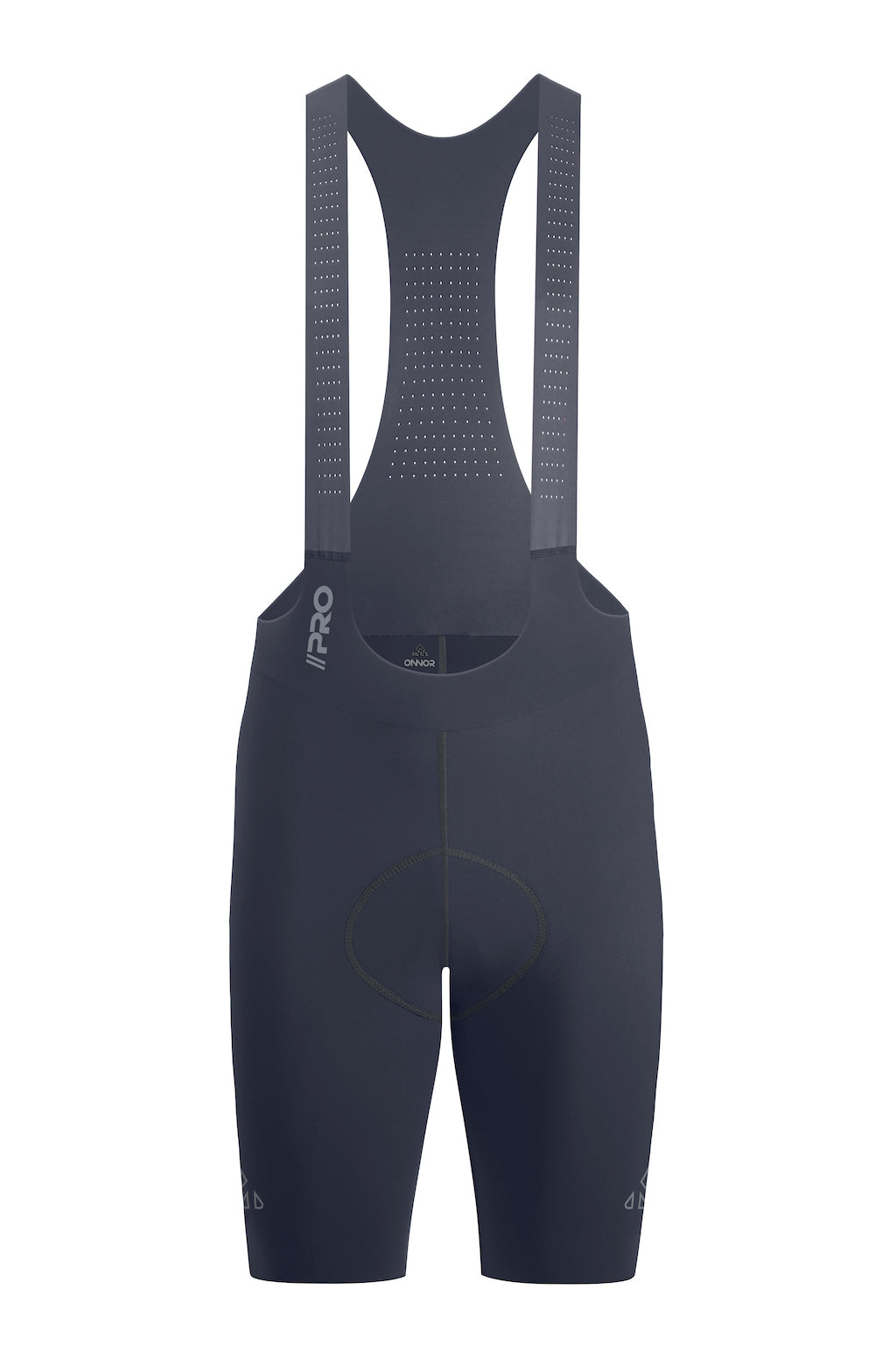 Men's Seamless Cycling Bib Shorts in Grey - Front View, Aerodynamic, Reflective Elements